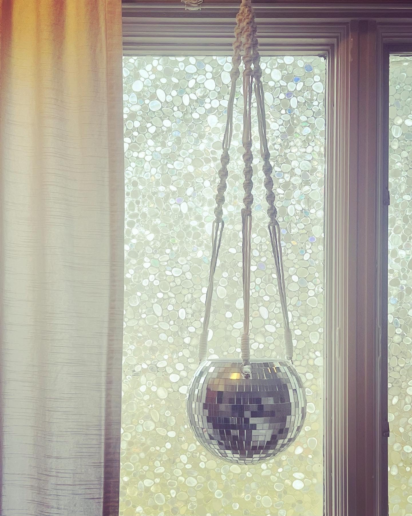 Mirror Ball Macrame Planter